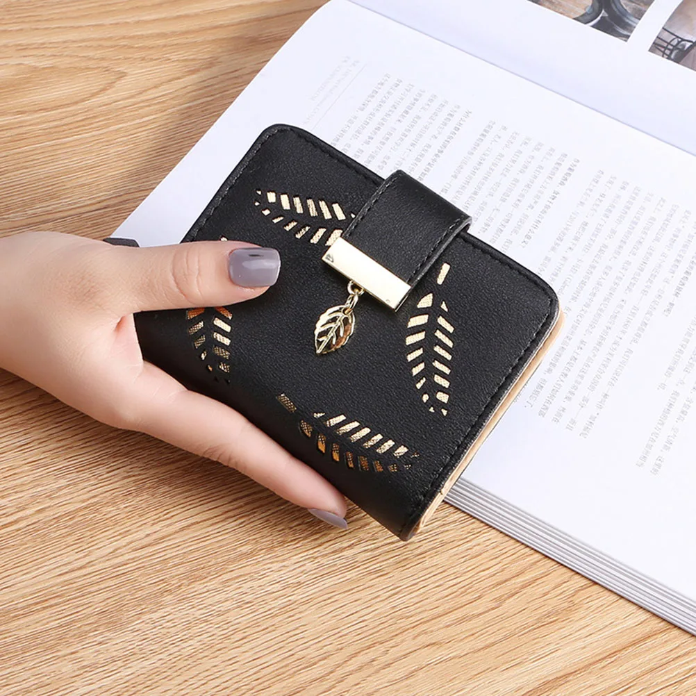 

New Women Wallets Ladies Short Wallet Zipper Buckle Hollow Leaf Purse Wallet Female Women Zipper Purse Card Holder Cartera Mujer