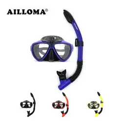 AILLOMA Камера Подводное маска для дайвинга комплект для ныряния Силиконовое оборудование с полной сухой трубкой плавание анти-туман очки