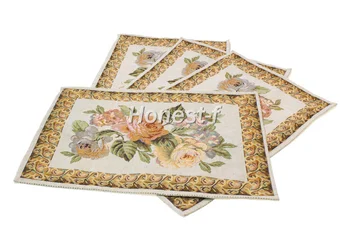 

Jacquard Design Decor 18"x 12.6" Elegant Rose Flower Placemat for Table,Dining,Kitchen