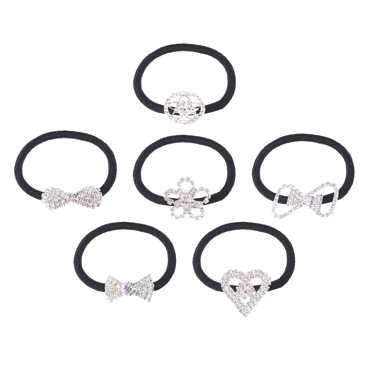 6pcs Elastic Hair Bands Durable Decorated Strong Hair Ties Hair Accessories Hair Rubber Bands
