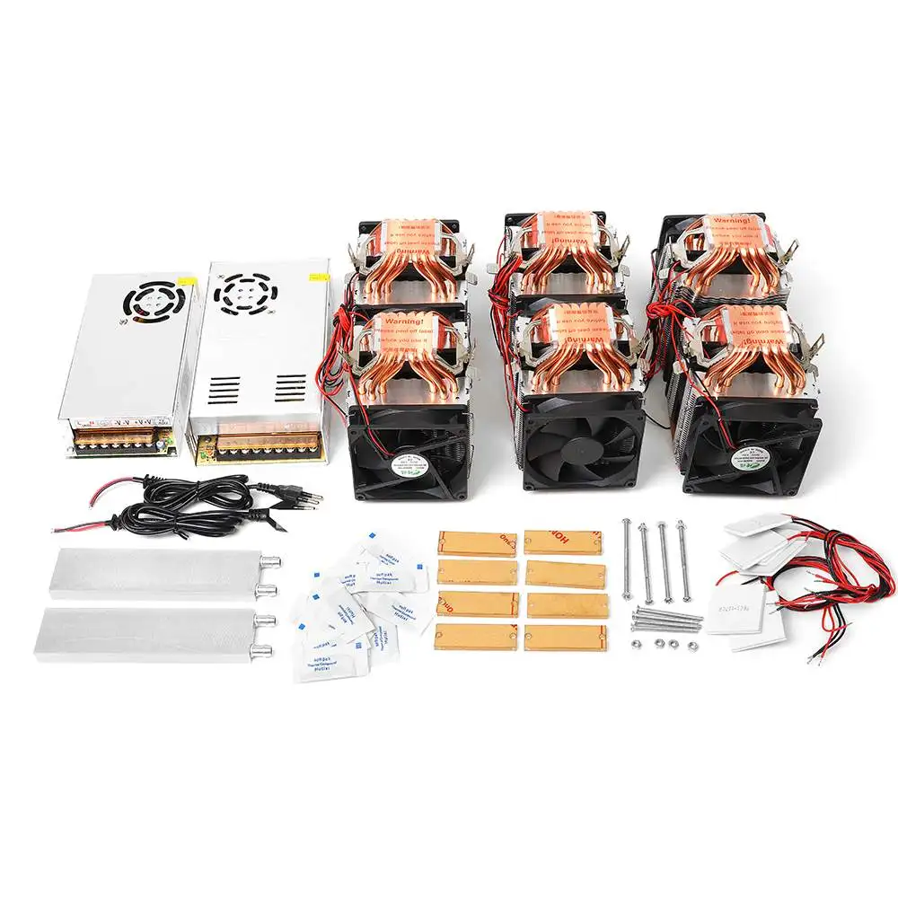 

High Power Quad-core Six Copper Tube Cooling Semiconductor Refrigeration Module DIY Kit Fish Tank Cooler With Power Supply