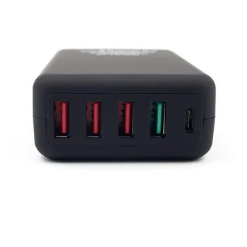 

50pcs 4 Port USB Type-C QC 3.0 USB Wall Fast Charger Station Power Adapter EU Plug Black 5V/9V/12V Support