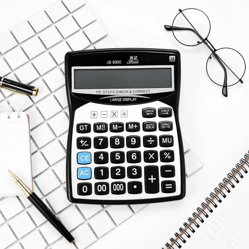 

Standard Function Desktop Calculator 2 in 1 Solar Electronic 14 Digits Large Display Solar Battery Supply for School Home Office