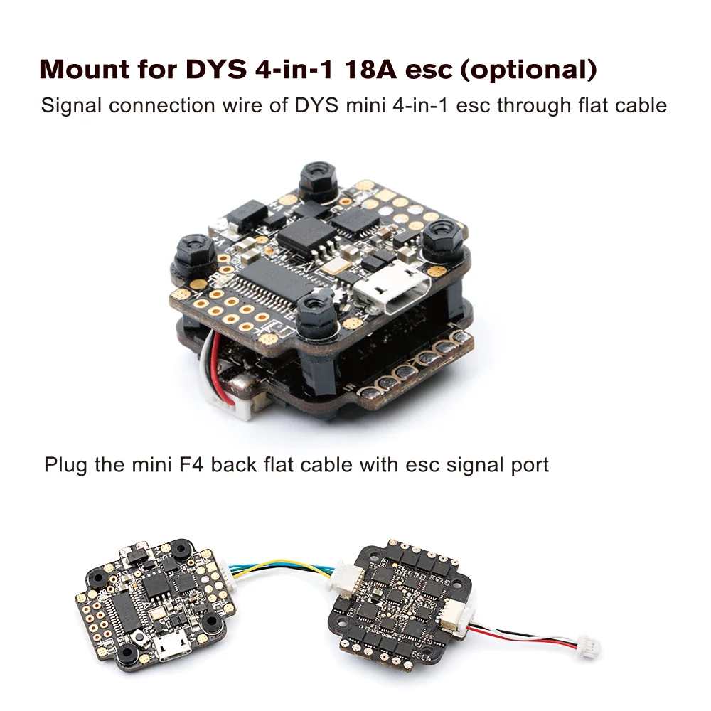 

DYS Mini F4 Flight Controller 2-4s with 5V2A BEC with OSD Current Meter 20x20mm Mounting Hole for FPV Racing Drone