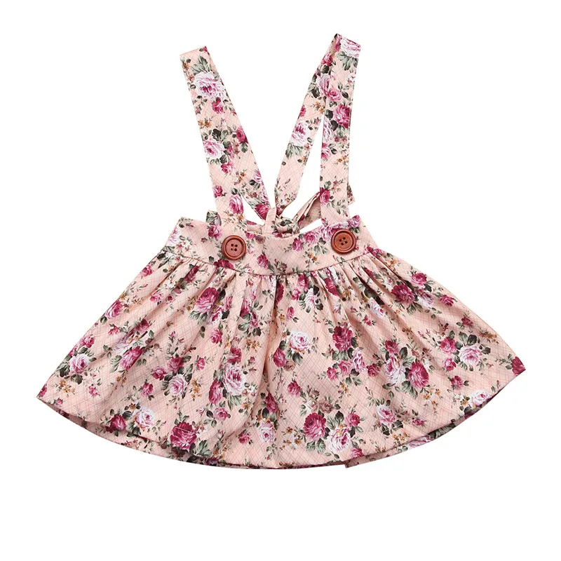 Cute Newborn Kids Baby Girls Skirts Floral Print Party Holiday Princess Bib Overalls Strap Skirt Summer Cotton Girl Clothes