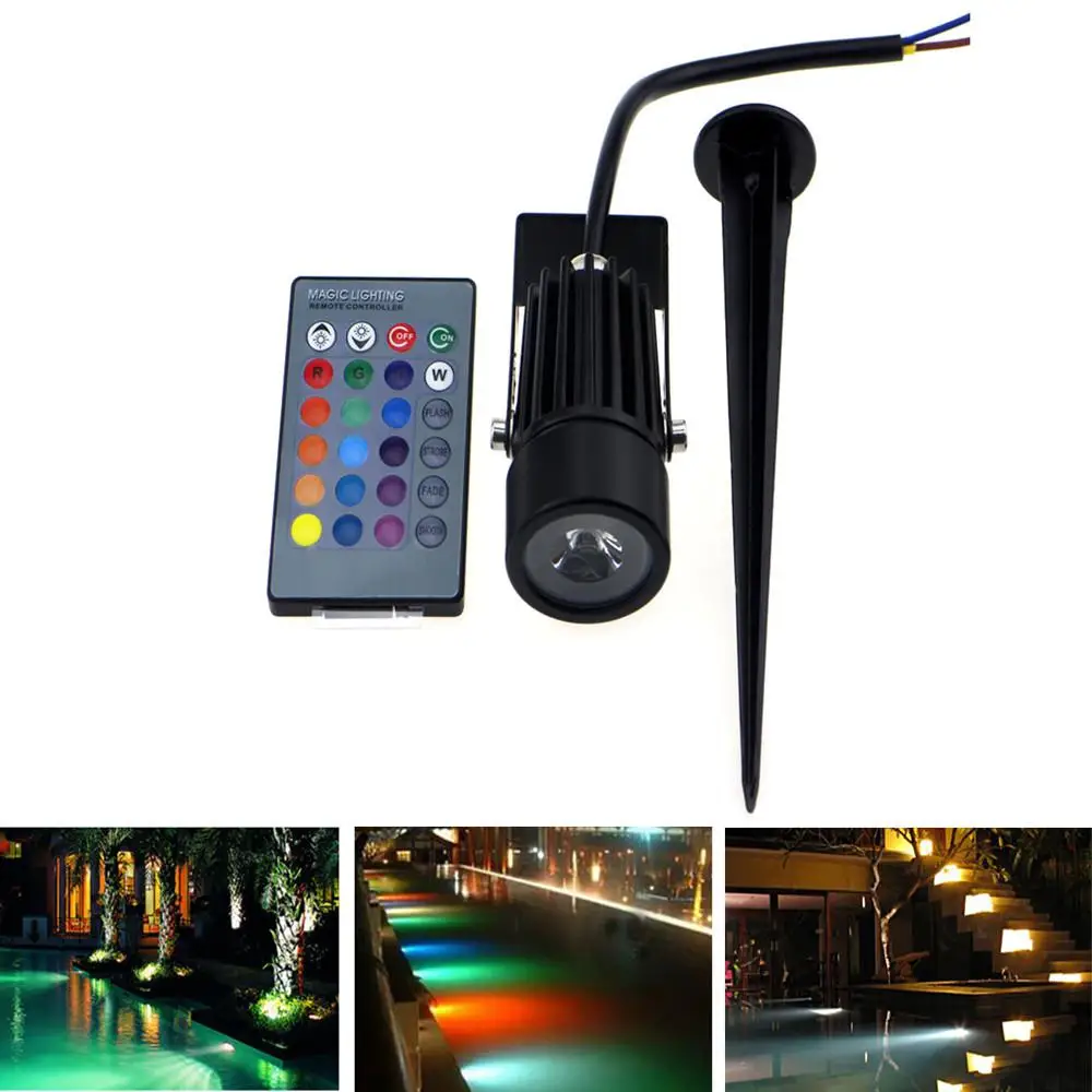 Garden Lawn Lamp Light 85 265V Outdoor Remote Control LED Spike Light 5W Path Landscape