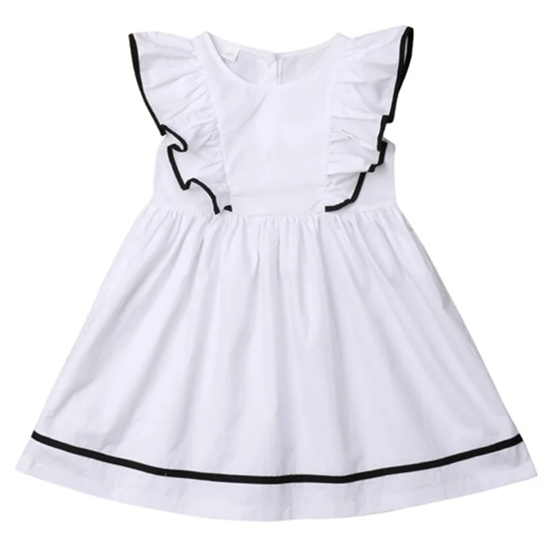 

Fashion Baby Girl Dress Summer Ruffled Short-Sleeved Casual Dress Beach White Beach Skirt Children'S Girls Clothing