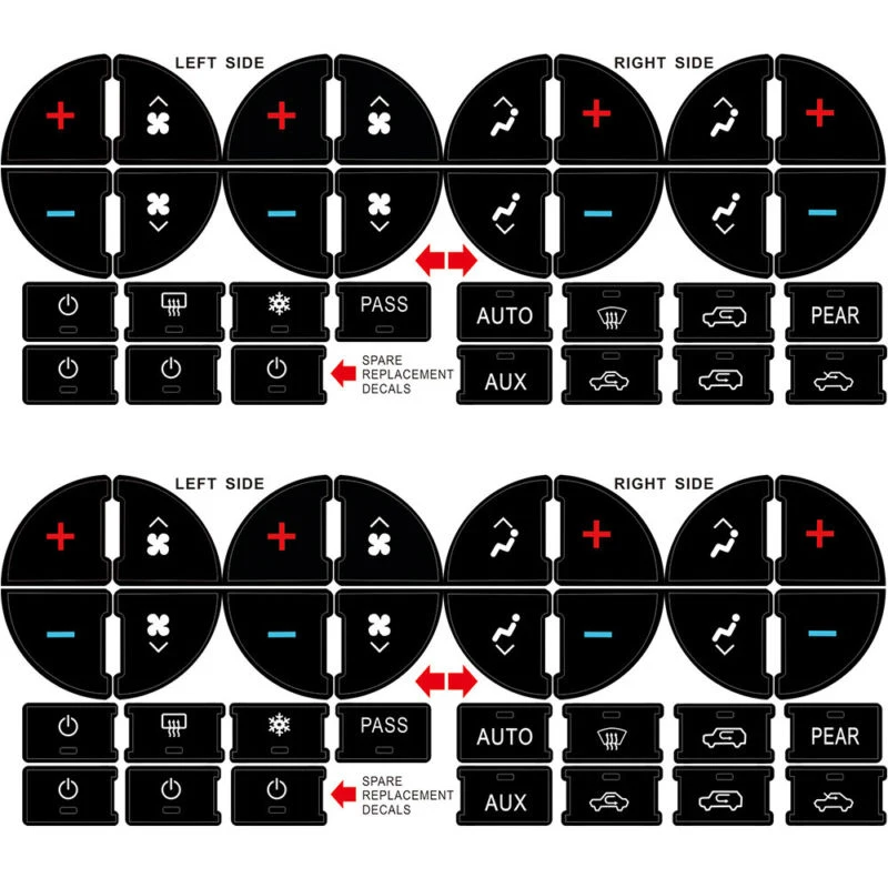 

2pcs AC Button Repair Kit Decal Stickers Dash Replacement parts high quality suitable For Chevy GMC 07-13