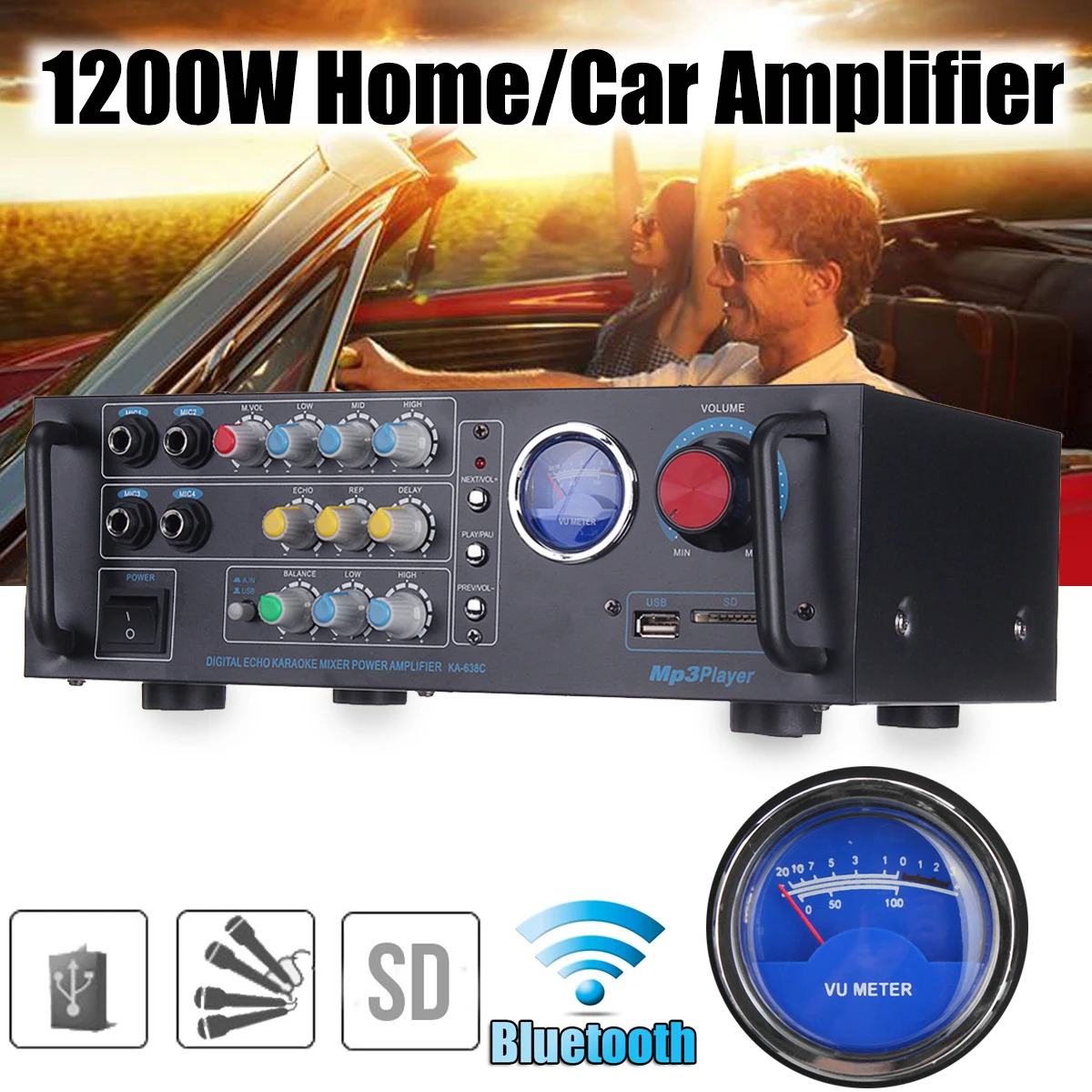 

1200W Sound Amplifier for Speakers Subwoofer Car Audio Car Amplifier Equalizer Stereo Amplifier for Cars Subwoofer In The Car