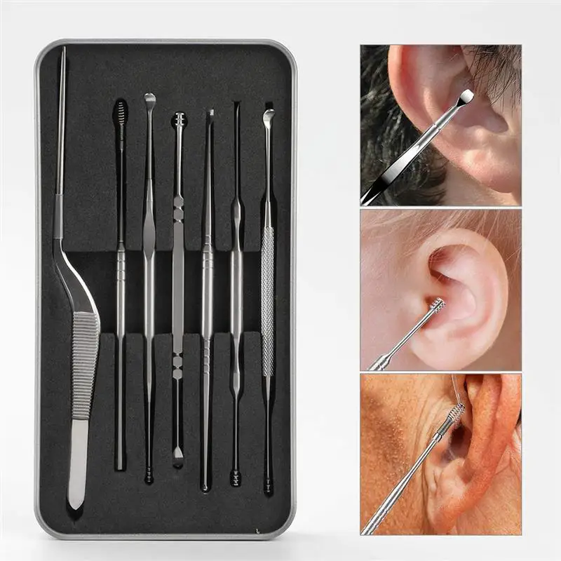 

Ear Cleaning Set Spiral Ear Wax Cleaner Removal Tool Curette Ear Pick Cleaner Curved Tip Tweezer Double-Ended Baby Safe