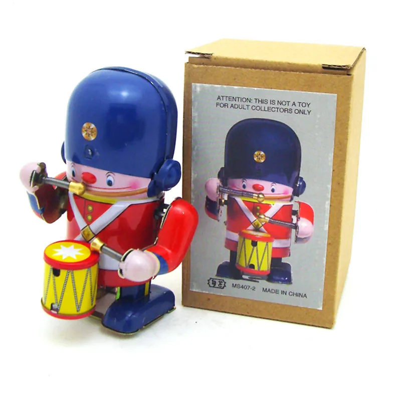 Decoration Classic Drummer Marching Band Robot Vintage Wind Up Tin Toys