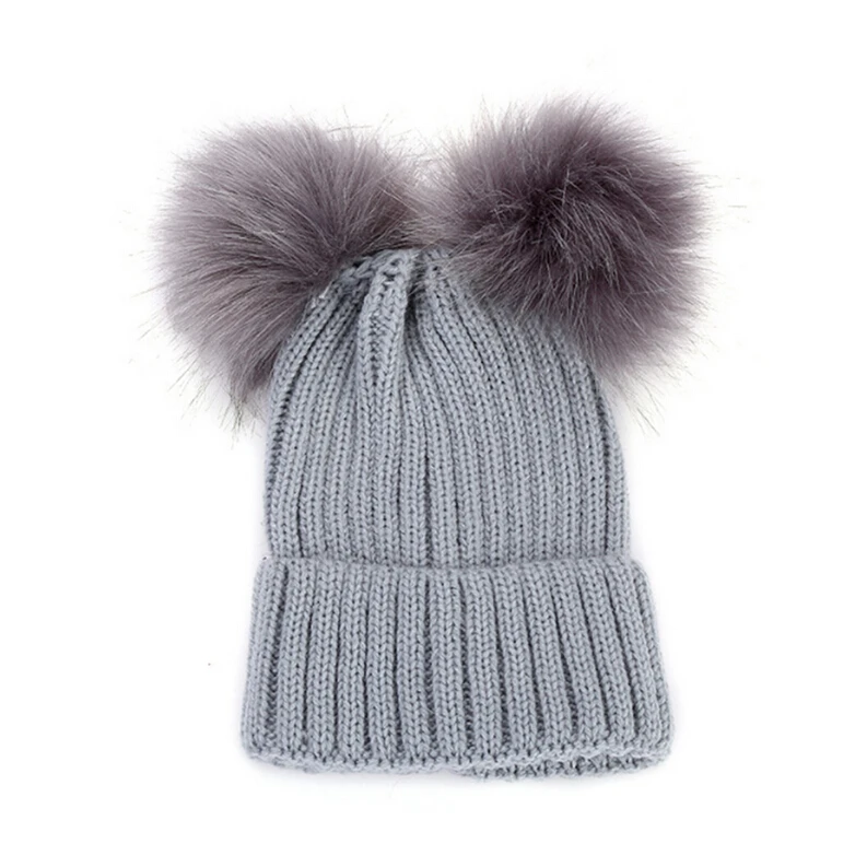 

Baby Boys Girls Beanie Hat Cap Winter Warm Fur Pom Bobble Knit Hats
