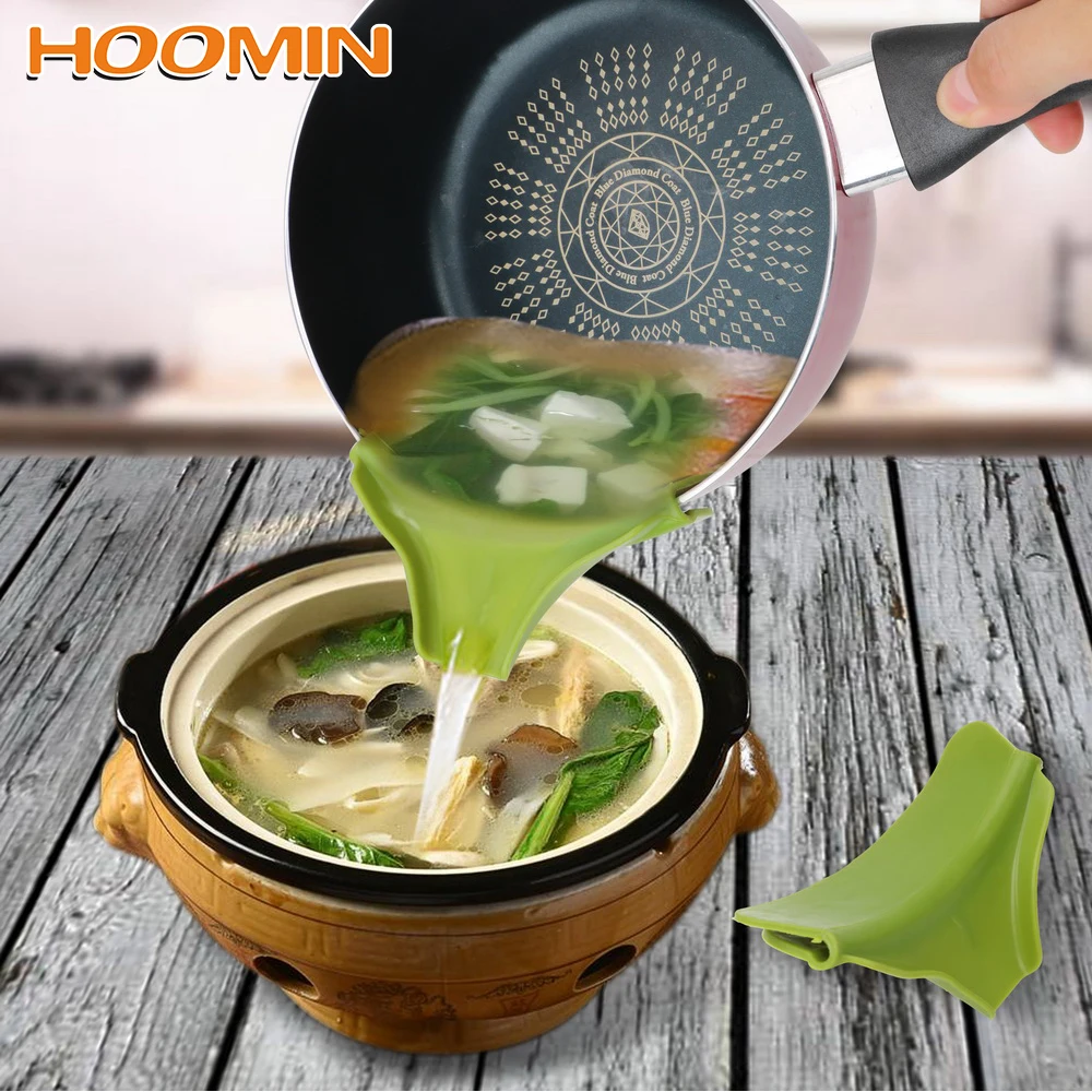 

HOOMIN Liquid Flow Nozzle Soup Funnel Tools Silicone Practical Cookware Edge Deflector Pans Leakproof Tools Kitchen Accessories