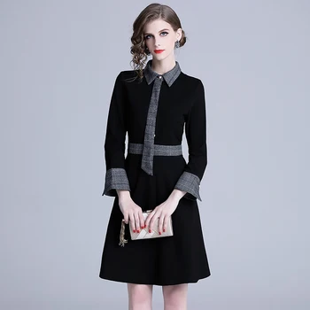 

2019 New Spring Small Long Dresses Black 331