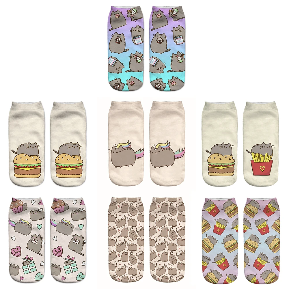 Спортивные носки для взрослых, дышащие, забавные, цифровые, с 3D принтом, милые, унисекс, до лодыжки