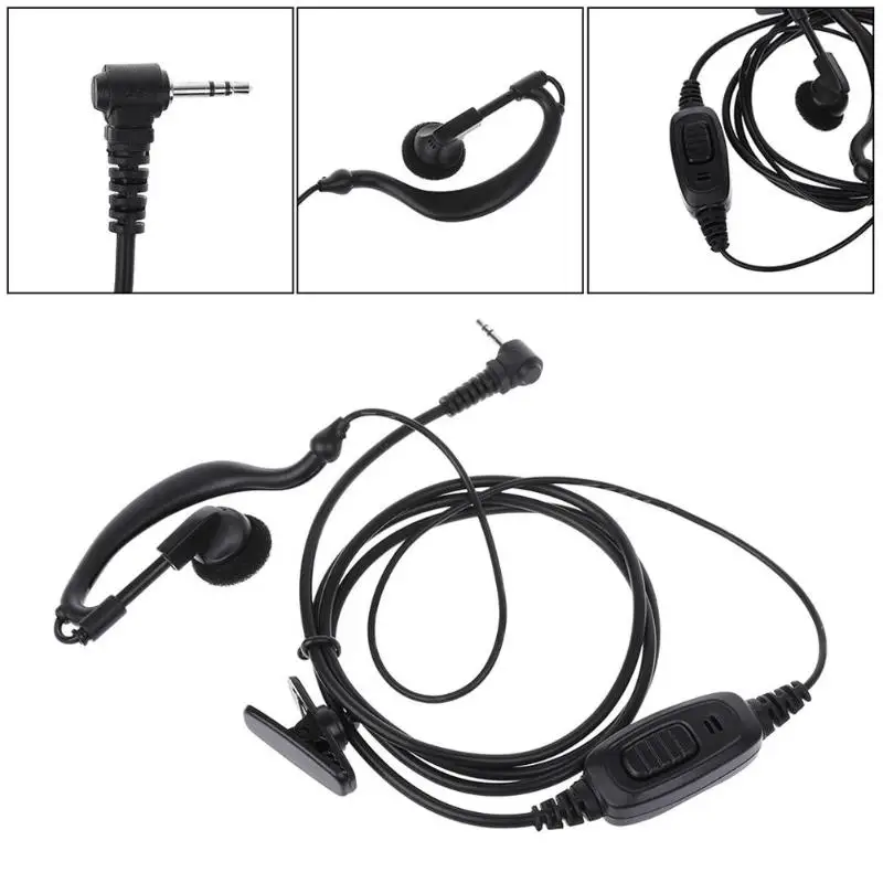 ALLOYSEED Walkie Talkie Headset Earphone 1pin 2.5mm Jack PTT Mic Earpiece Earhook for Motorola T6200