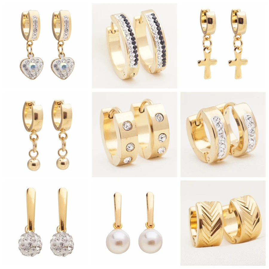 Yunkingdom 32 пары разных стилей из нержавеющей стали круглые серьги-кольца для женщин и мужчин золотого цвета модные ювелирные изделия