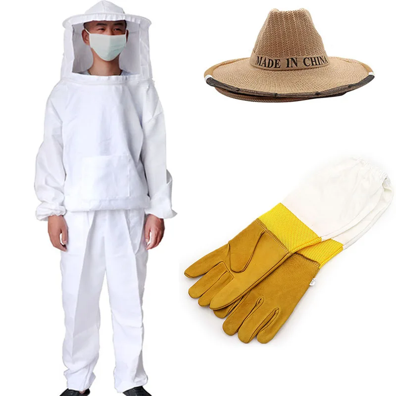 

Bee Suit Beekeeper Protective Gloves & Hat Safe Beekeeping Suit Bite Protection Unisex Defend Bee Keeping Gloves Safety Clothing