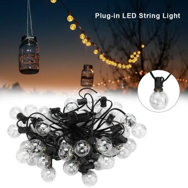 

10m 30 G40 Bulbs LED Copper Wire String Fairy Light Christmas Lights Outdoor Decoration Lamp EU Plug AC 220V-240V lichterkette