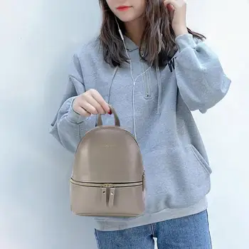 

Women Casual Solid Color Backpack Female Simple Oil Wax Leather Satchel Small Mini Shoulder Travel Bags Girls Crossbody Bags