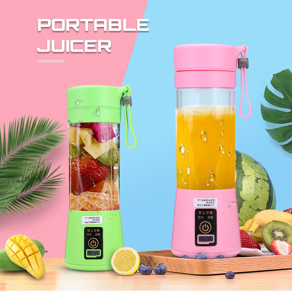 

6/4 Blades 380ml USB Electric Juicer Cup Portable Fruit Juice Blender Smoothie Mkaker Blender Mixing Water Bottle Dropshipping