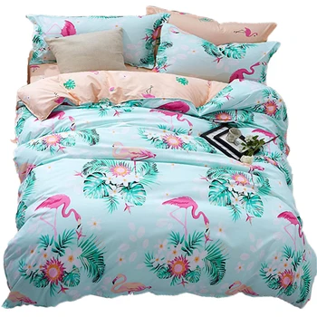 

Microfiber Soft Duvet Cover Set Tropical Flamingo Pattern Reversible 2/3 Pieces Breathable Lightweight Bedding Sets
