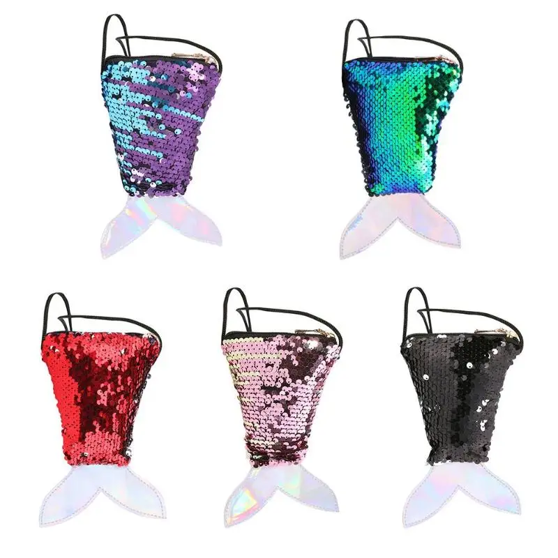 

Girls Crossbody Bags Women Mermaid Tail Sequins Coin Purse Sling Money Change Card Holder Wallet Purse Bag Pouch For Kids Gifts