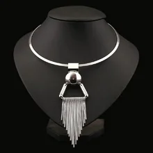 LUFANG модное серебряное длинное ожерелье с цепочкой в богемном стиле, ожерелье с большой кисточкой в стиле панк, женское ювелирное изделие