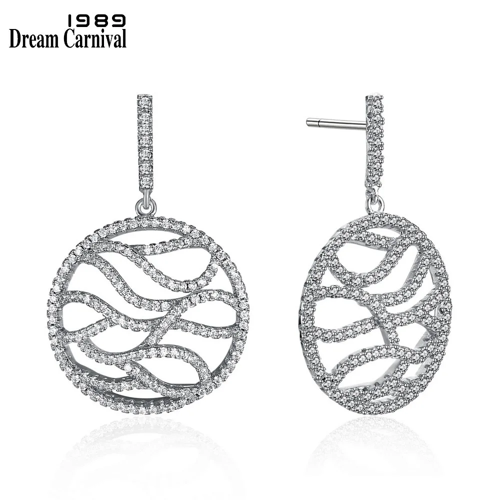 

DreamCarnival 1989 Hot Pick! Small Drop Earings 925 Sterling Silver Wholesale Price Round Shape CZ Stones Drop Earring SE12058R