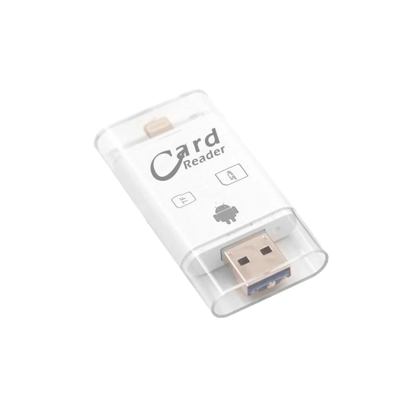 3 в 1 8Pin/Micro-USB/Usb 2,0 Устройство чтения карт памяти Sd Otg Micro-Sd/Sdxc/Sdhc Tf для Ios Iphone Android