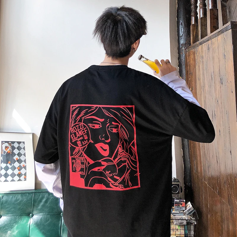 

Men's T-shirt summer new youth popular letter printing round neck loose pullover short-sleeved wild youth casual men's clothing