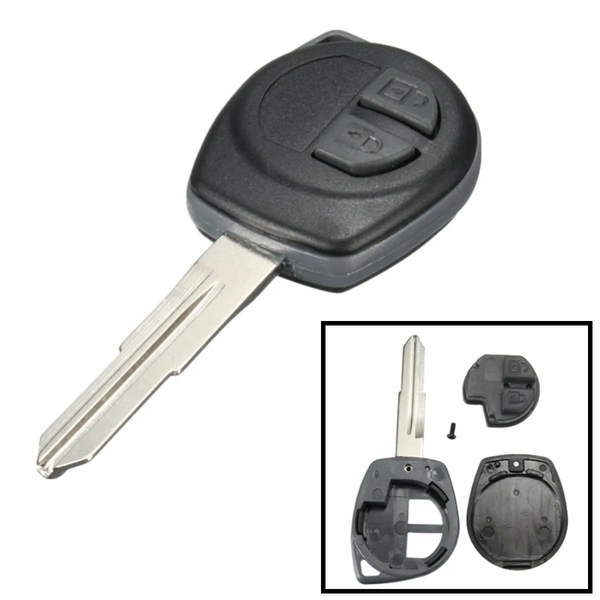 

2 Button Remote Key Fob Case Shell Rubber Pad for Suzuki Swift Ignis Alto SX4 Liana Vitara
