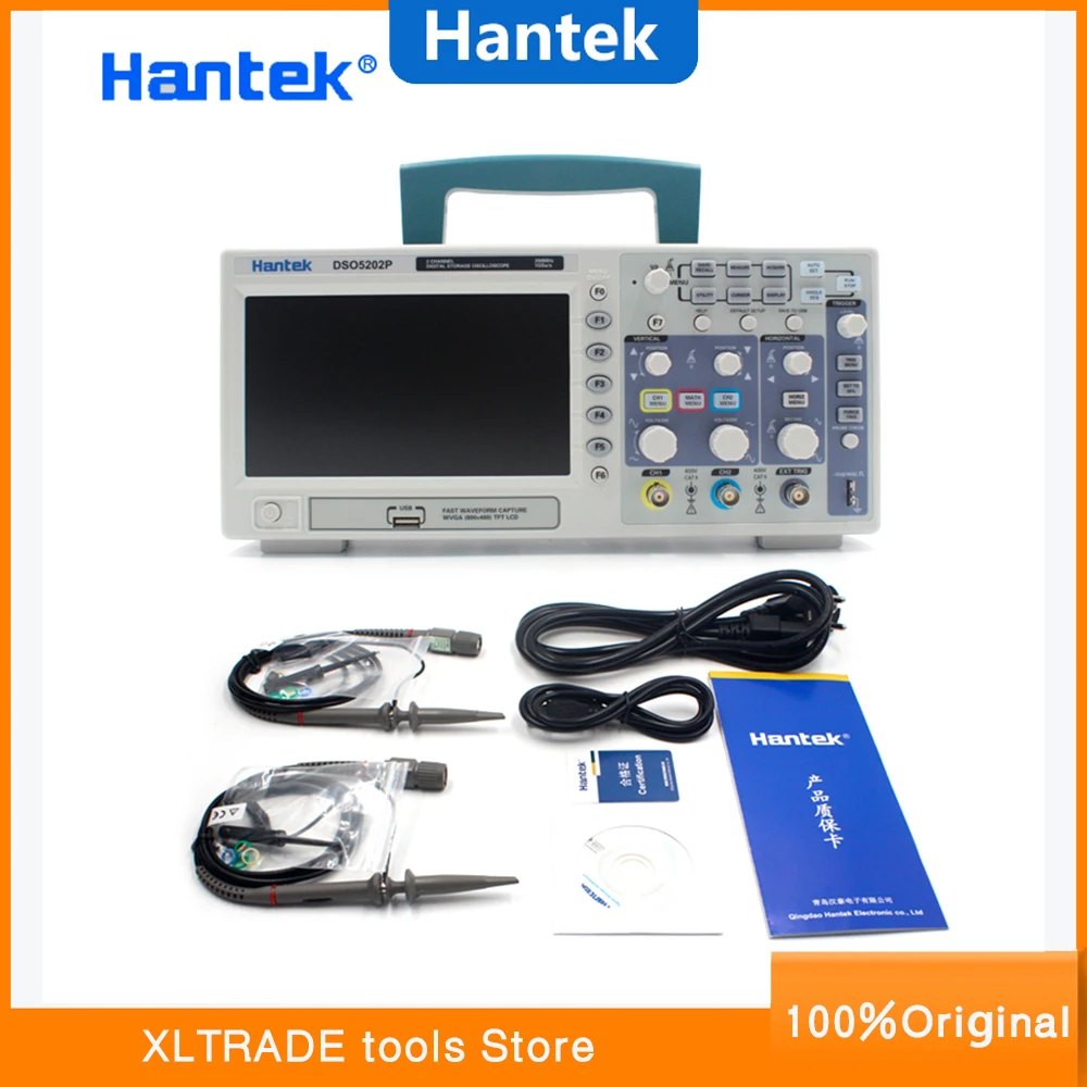 Цифровой осциллограф 200 МГц Hantek DSO5202P полоса пропускания 2 канала ПК USB lcd