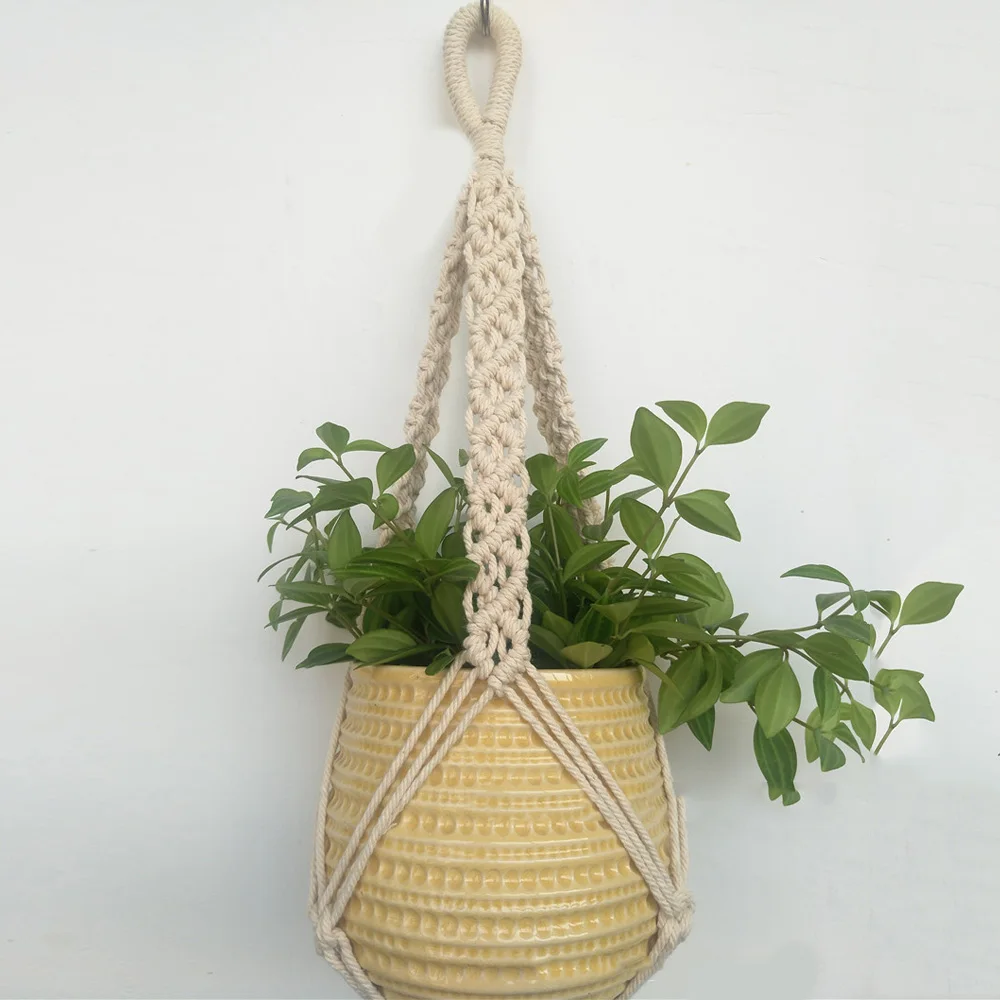 Vintage Macrame Plant Hanger Indoor Outdoor Hanging Planter Pot Basket