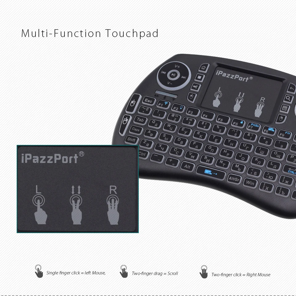 IPazzPort русская клавиатура с RGB подсветкой 2 4 ГГц Беспроводная мини Air Mouse тачпадом