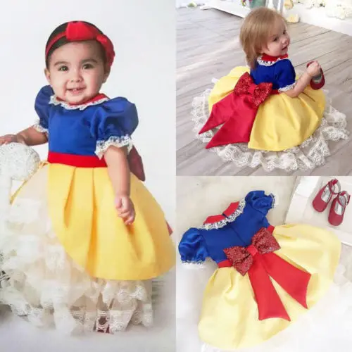 

Kid Baby Girl Snow White Pageant Party Bridesmaid Wedding Formal Prom Gown Dress Support wholesale