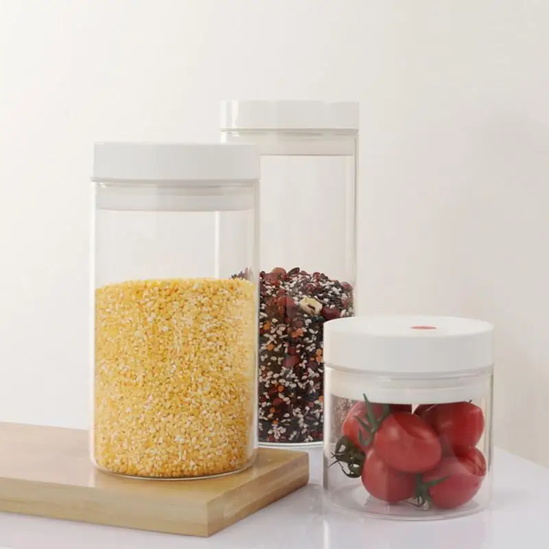 

3PCS Sealed Storage Container Vacuum Storage Bin Moisture-proof Oxidation-proof Transparent Food Canister Kitchen Storage Box