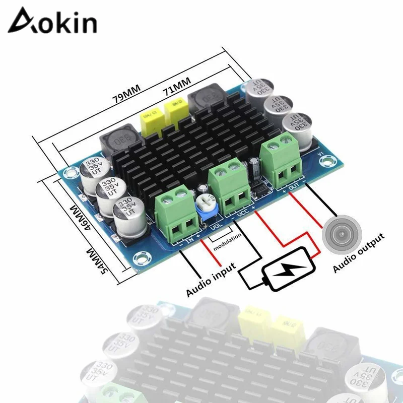 

TPA3116 D2 100W Mono Channel High Power Digital Audio Music Amplifier Board Stereo Amplifier Speaker Board TPA3116D2 XH-M543