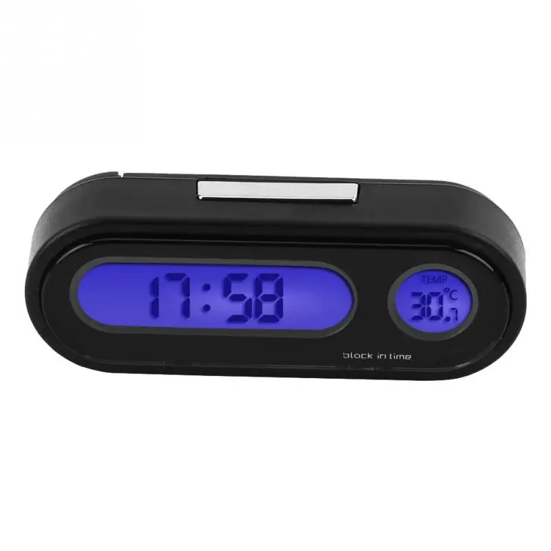 

2in1 Car Auto LCD Clip-on Digital Temperature Thermometer Clock Calendar Automotive Blue Backlight Clock Car Accessories New