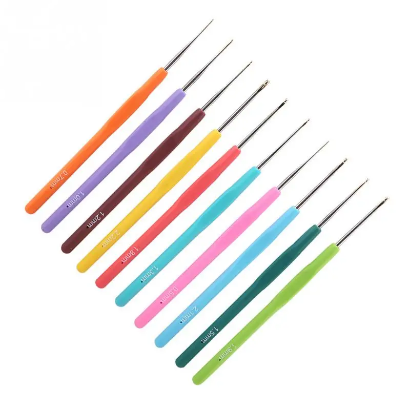 10 шт многоцветные TPR силиконовые ручки алюминиевые спицы для вязания комплект крючков для вязания