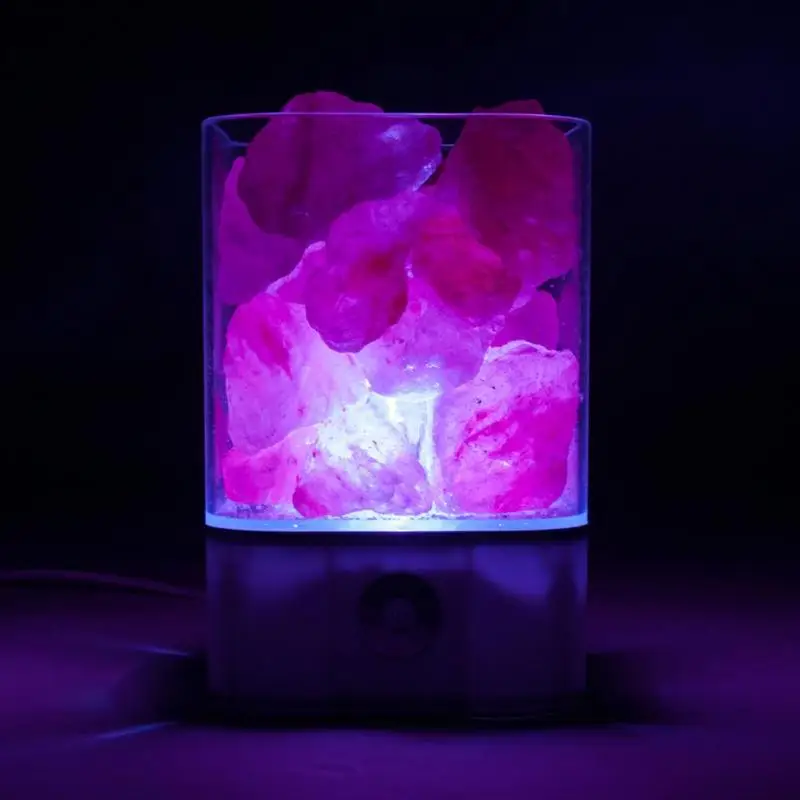

USB Natural Himalayan Crystal Salt Table LED Lamp Night Light Air Purifier Smoke Dust Purification Bedroom Decoration Ornaments
