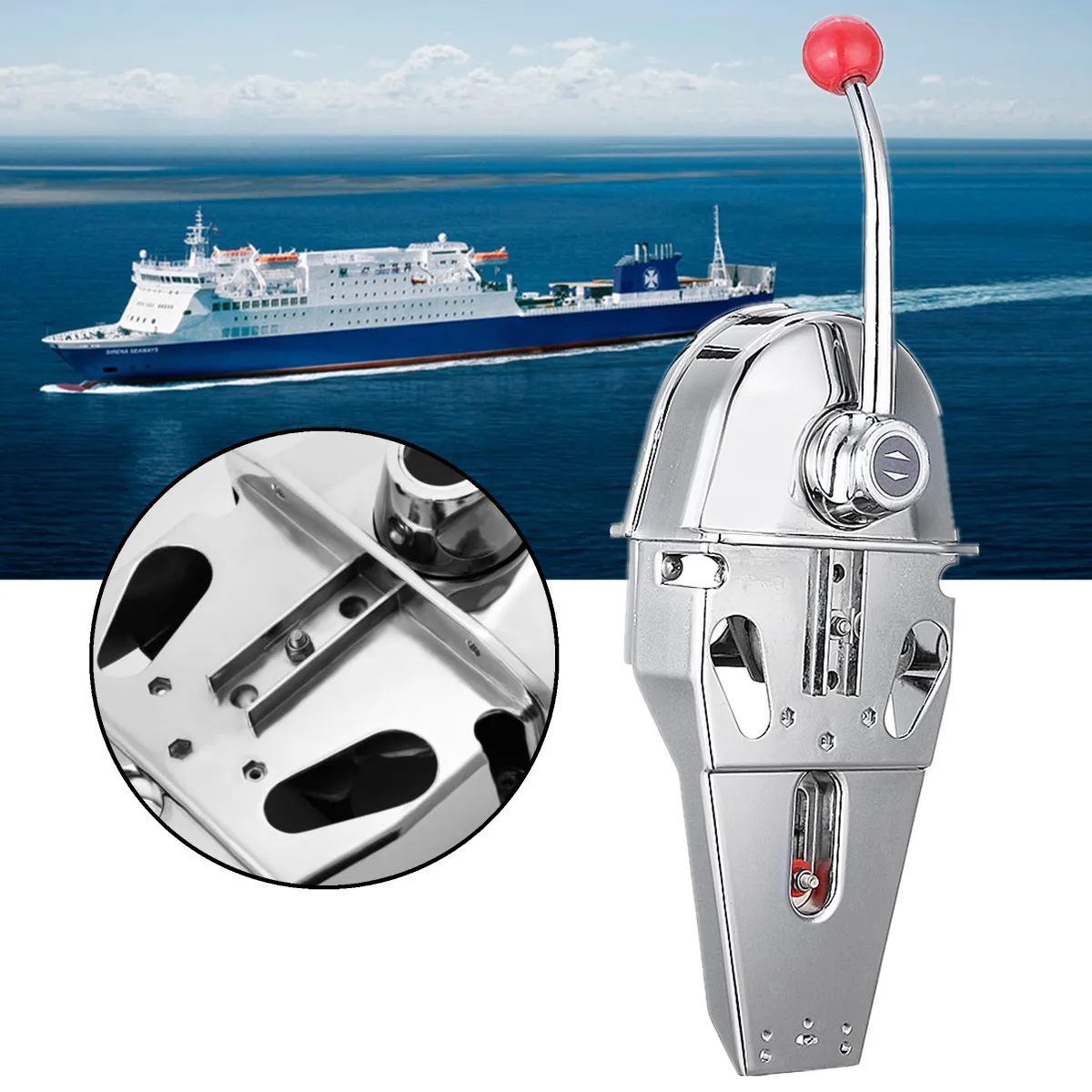 

316 Stainless Steel Handle Engine Control Box Top Mount Marine Boat Single Lever Dual Action Built-in Friction 45.5x15x12cm