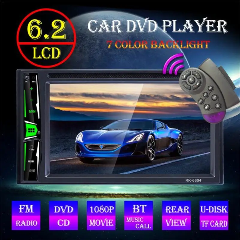 

2 DIN 6.2 Inch Car DVD CD Player Autoradio Stereo 1080P Touch Screen Auto Radio MP5 Player Bluetooth TF USB FM Player camera