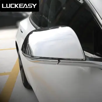 

LUCKEASY Car Rearview Mirror Cover Side for Tesla Model 3 Durable High Quality chrome Rear View Mirror Case Covers 2Pcs/