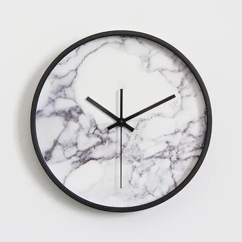 

Marble Pattern Wall Clock Fashionable Vogue European Luxury Unique Round Silently Quartz Needle Wall Clock for Decor