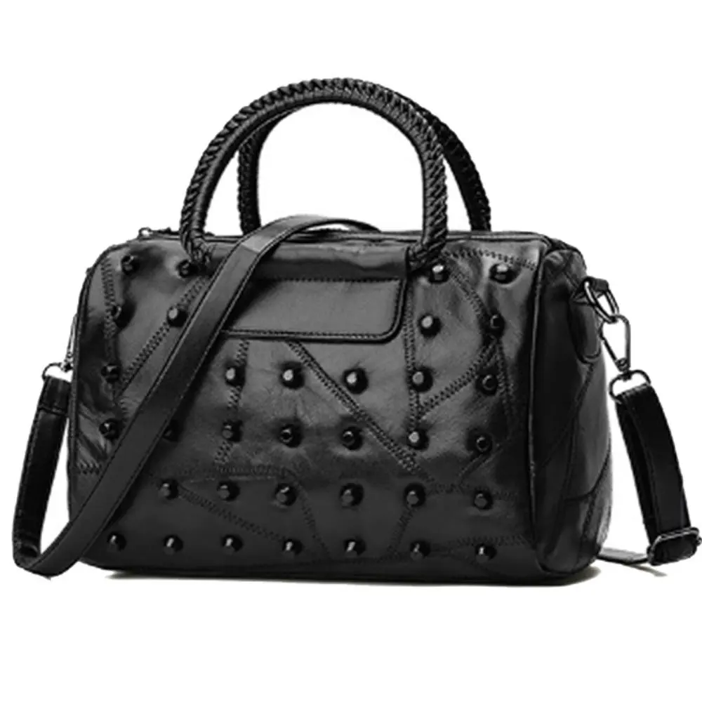 

Women's Handbags Purses Totes Top Studded Handle Bags,Black