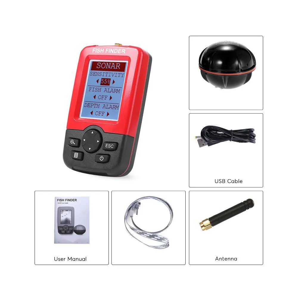 الذكية المحمولة عمق صياد السمك مع 100 M اللاسلكية الاستشعار سونار أسلم Fishfinder ل بحيرة البحر الصيد