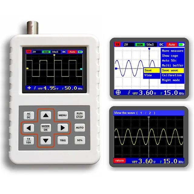 Best Price ADS2050H Handheld Oscilloscope High Precision 5MHz Bandwidth 20M Sampling Rate 2.4 Inch LCD Screen One Key Auto