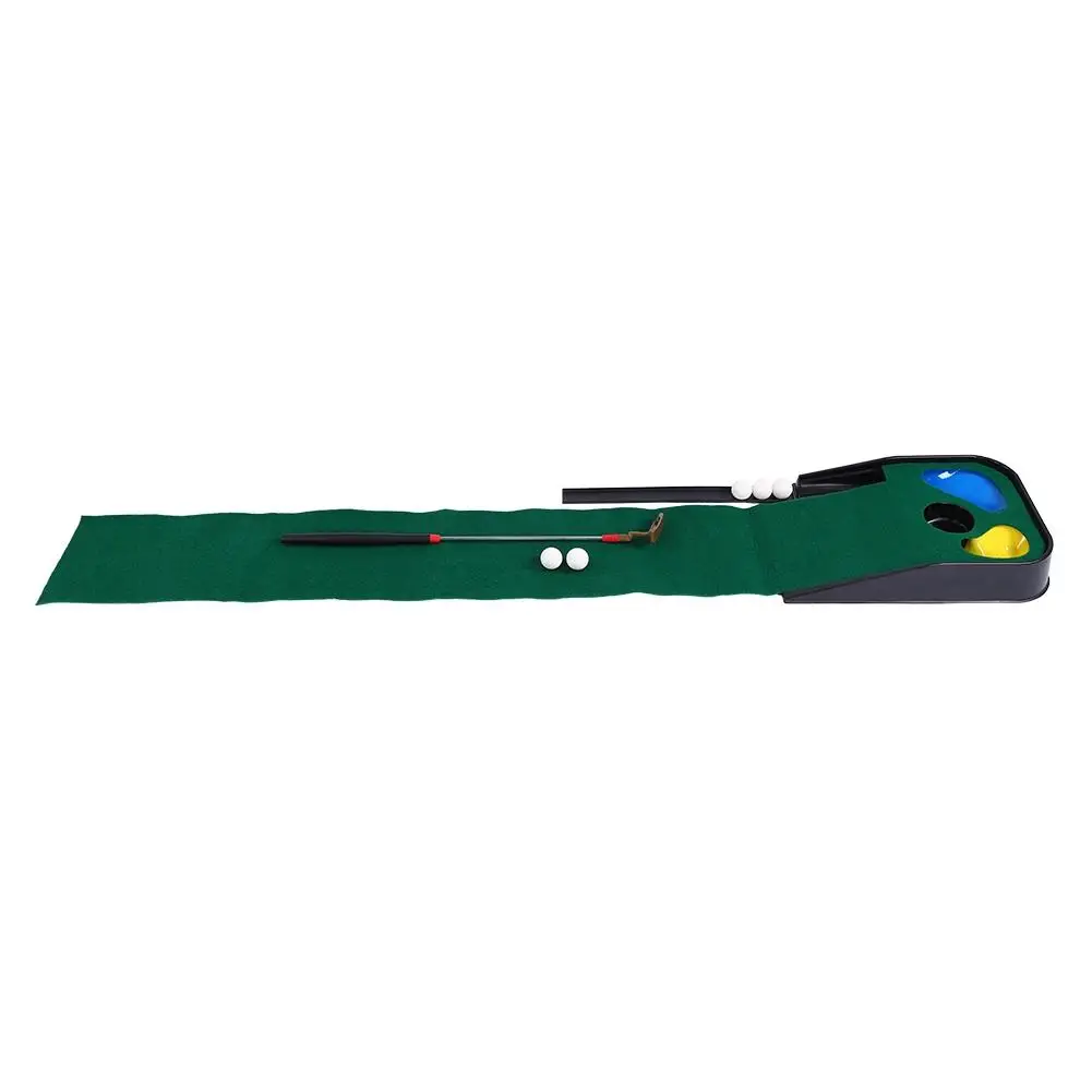 Children Golf Putting Trainer Portable Oudtoor Indoor 3 Golf Holes Golfing Practice Green Putting Mat Club Balls Kit