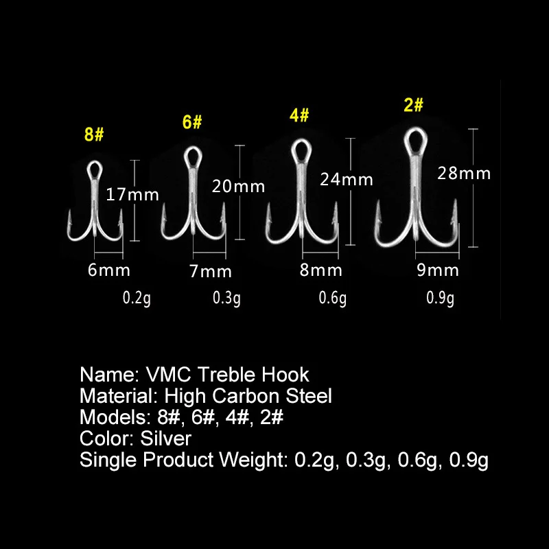 GLUREE 20 шт./лот 2#4#6#8# супер сильные VMC тройные Крючки рыболовный крючок из высокоуглеродистой стали рыболовные снасти для ловли карпа